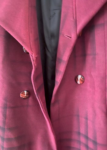 Bordo Çift Düğmeli Kaban - Görsel 6