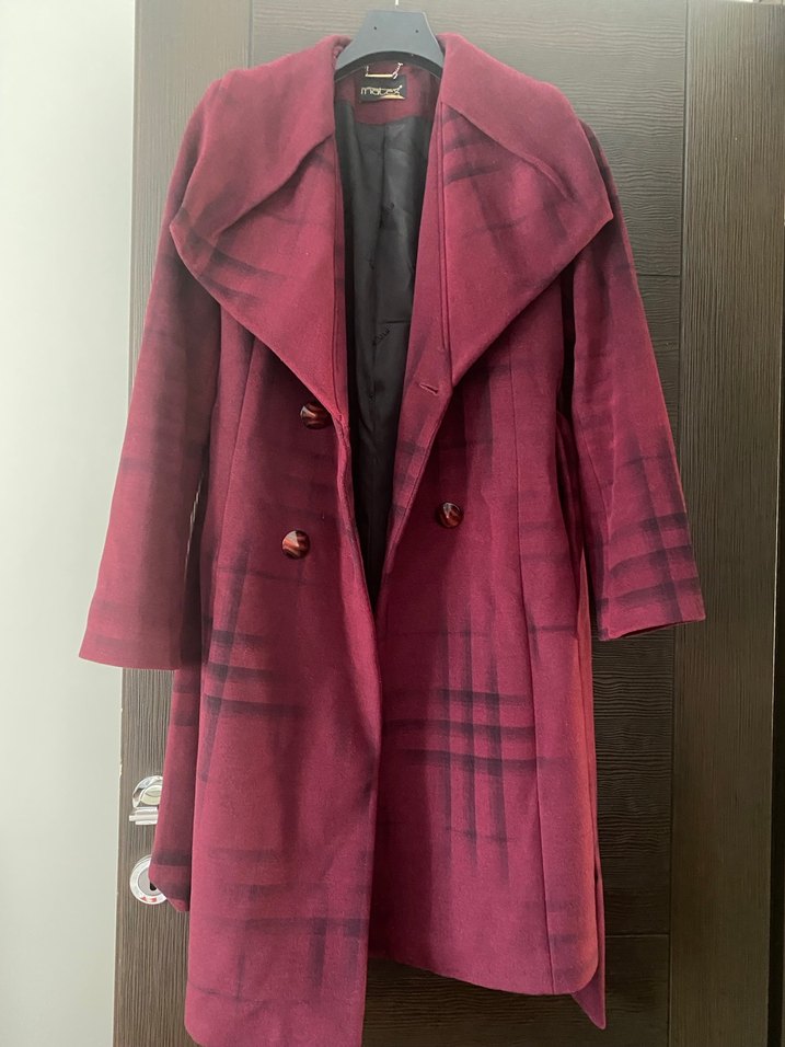 Bordo Çift Düğmeli Kaban - Görsel 2