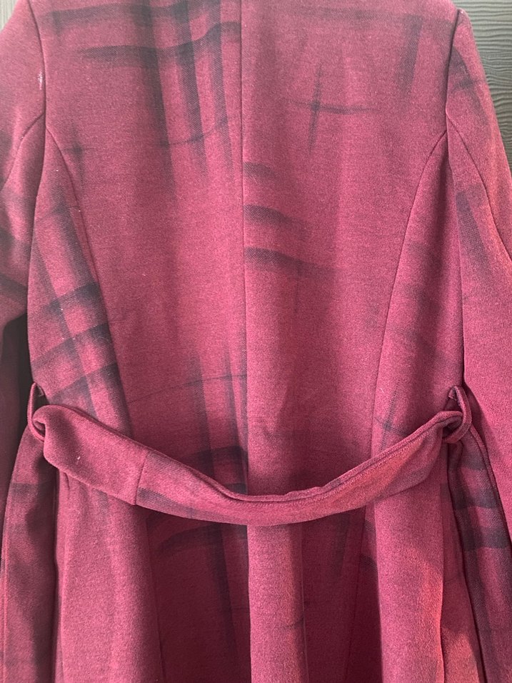 Bordo Çift Düğmeli Kaban - Görsel 4