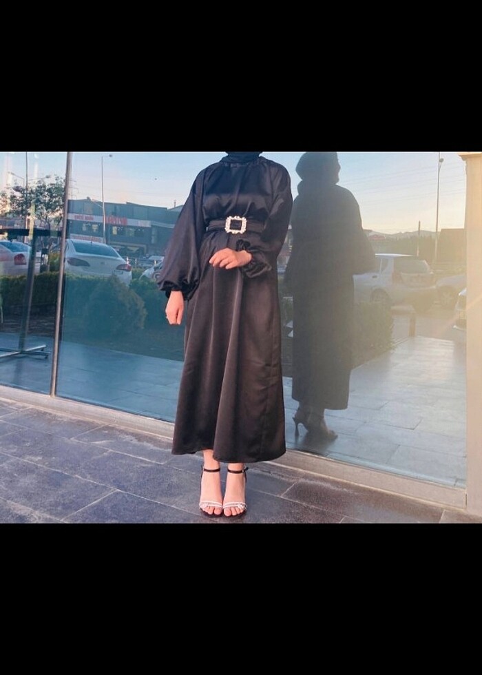 Tesettür saten elbise - Görsel 2