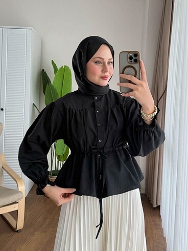 Beli tüneli etek üstü kısa gömlek