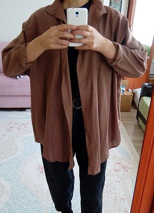 oversize keten gömlek