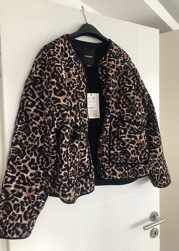 xl Beden siyah Renk Leopar Desenli Kadın Ceket