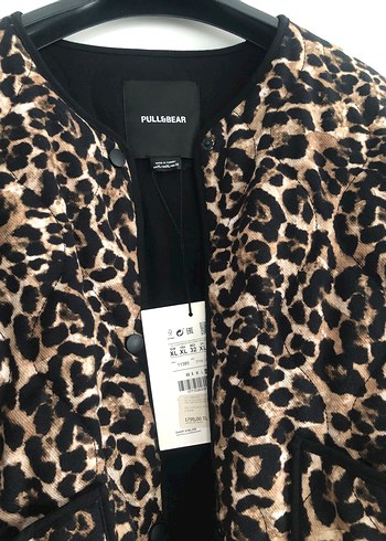 xl Beden Leopar Desenli Kadın Ceket