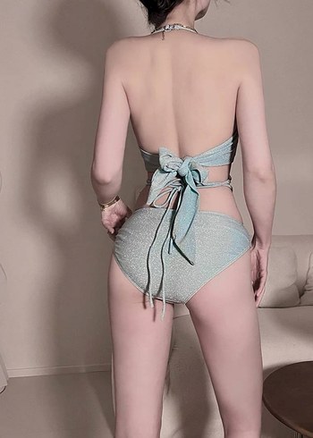 İnci Detaylı Simli 3lü Bikini Takımı | S-M Beden | - Görsel 6