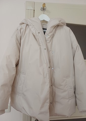 Stradivarius Bej Düğmeli Midi Kadın Ceket oversize