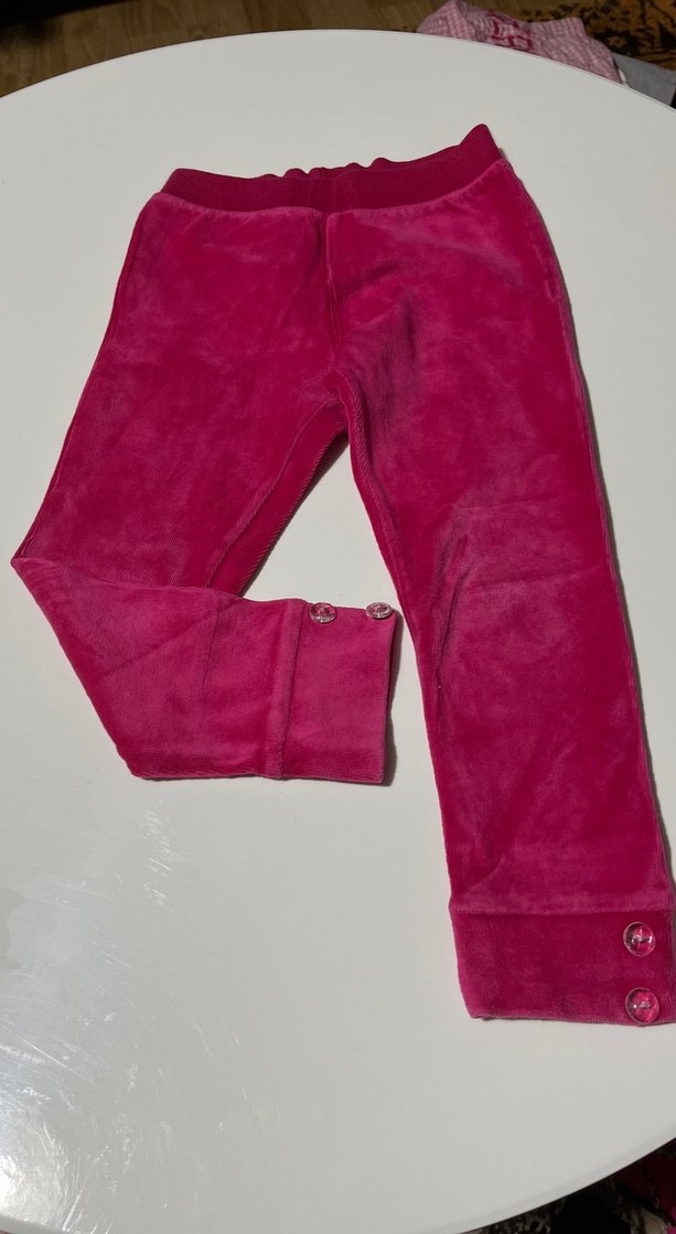 Düğmeli Pembe Kız Taytı - Görsel 3