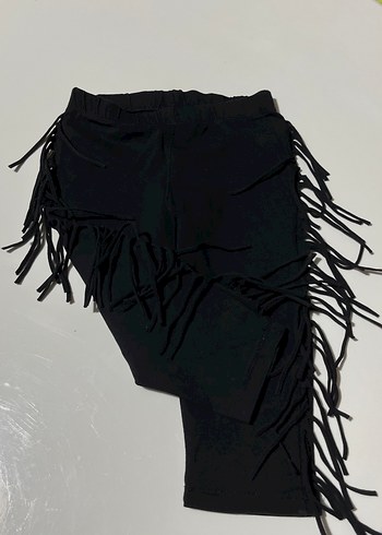 Kız Çocuk Siyah Süet Püsküllü Tayt - Görsel 2