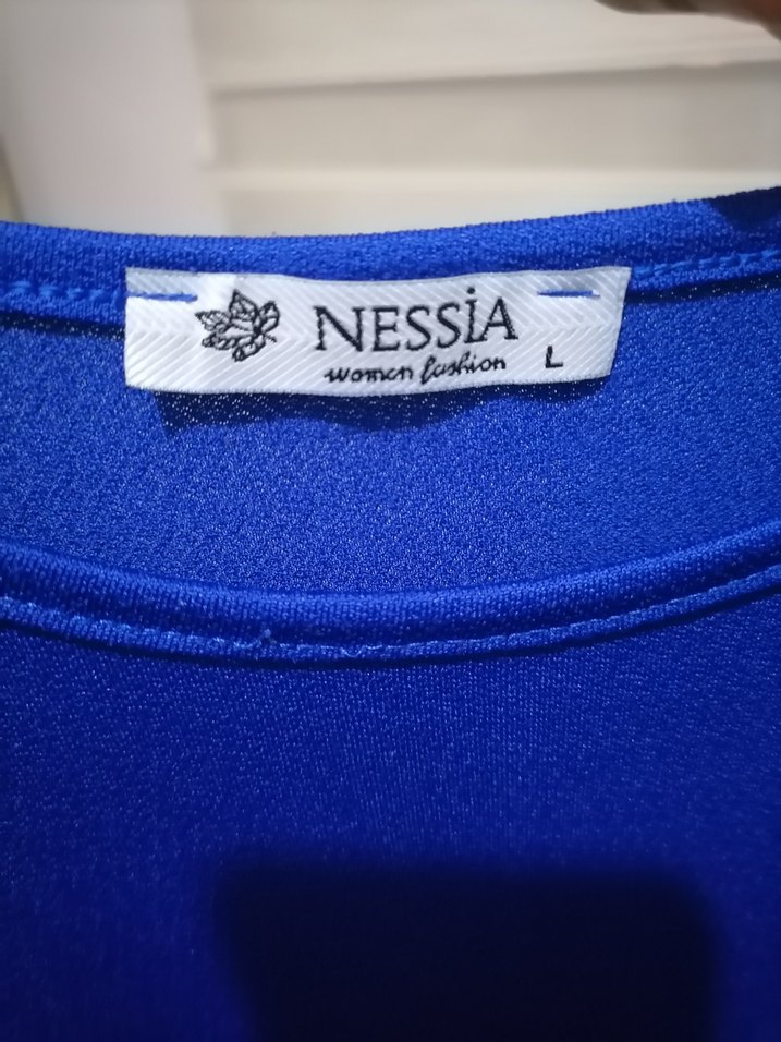 Mavi Kadın Fırfırlı Uzun Kollu Tunik - Görsel 2