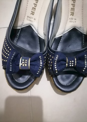 Mavi Desenli Dolgu Topuklu Kadın Terlik - Görsel 2