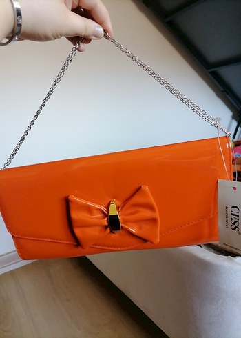 Turuncu Deri Fiyonk Detaylı Kadın Çanta - Görsel 2