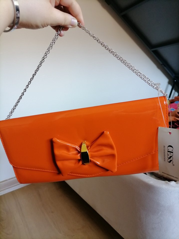 Turuncu Deri Fiyonk Detaylı Kadın Çanta - Görsel 2