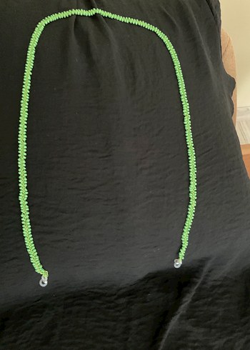 El Emeği Yeşil Boncuklu  Gözlük Zinciri - Görsel 2