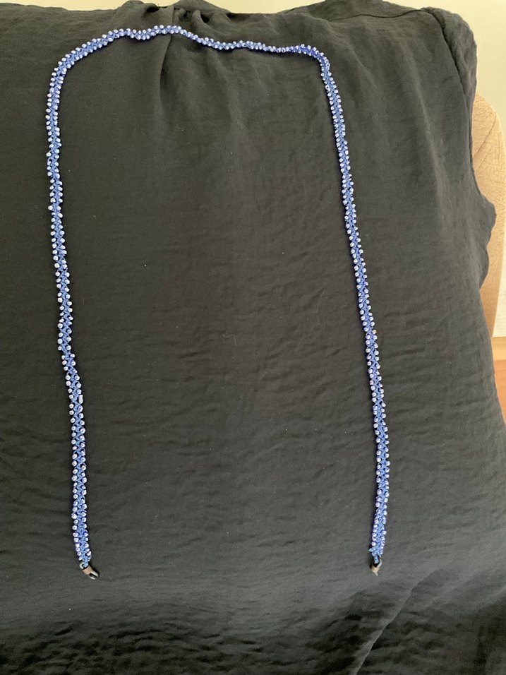 El Emeği Tasarım Uzun Mavi Boncuklu Örgü Gözlük Zinciri - Görsel 2