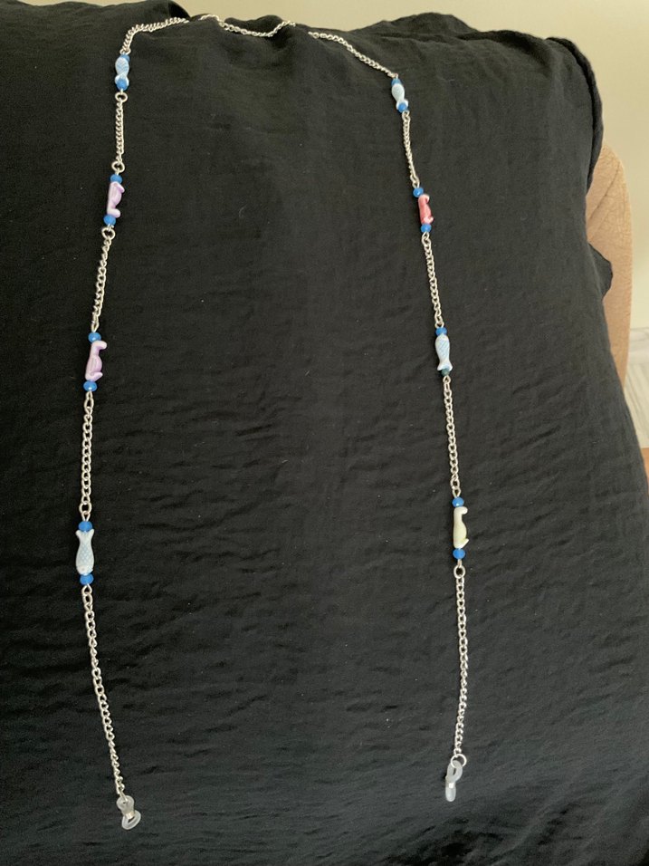 El Emeği Tasarım Pastel Renkli Detaylı Gözlük Zinciri - Görsel 2