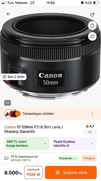 Canon Ef 50 mm lens