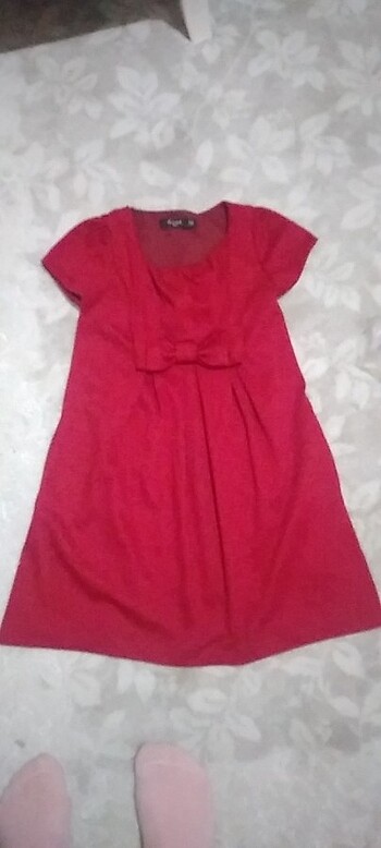 Kırmızı Kız Çocuk Elbise 