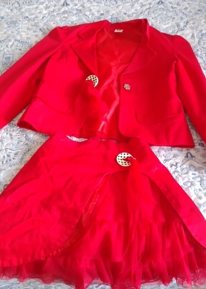 Kırmızı Etek Ceket Takımı  - Görsel 4