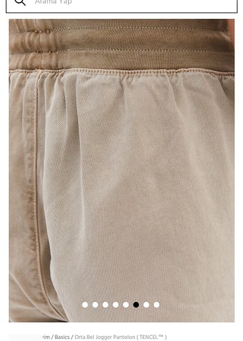 Bej Keten Bol Kesim Kemerli Jogger Kadın Pantolon - Görsel 8