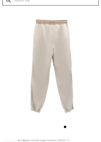 Bej Keten Bol Kesim Kemerli Jogger Kadın Pantolon - Görsel 6