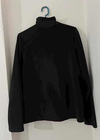 Kadın Siyah Fermuarlı Yüksek Yakalı Polar Ceket - Görsel 7