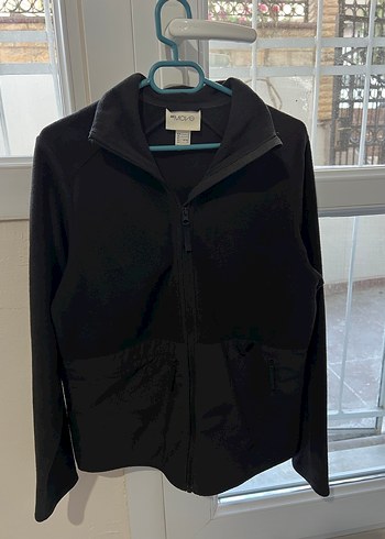 Kadın Siyah Fermuarlı Yüksek Yakalı Polar Ceket - Görsel 4