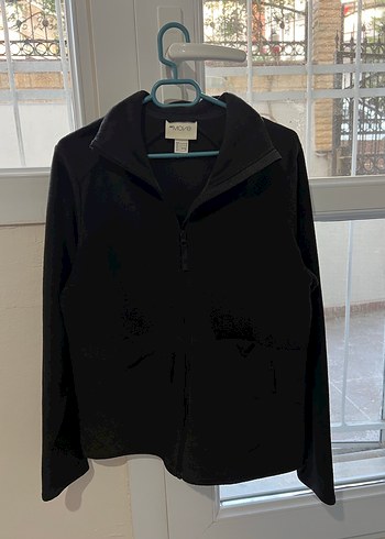 Kadın Siyah Fermuarlı Yüksek Yakalı Polar Ceket - Görsel 3