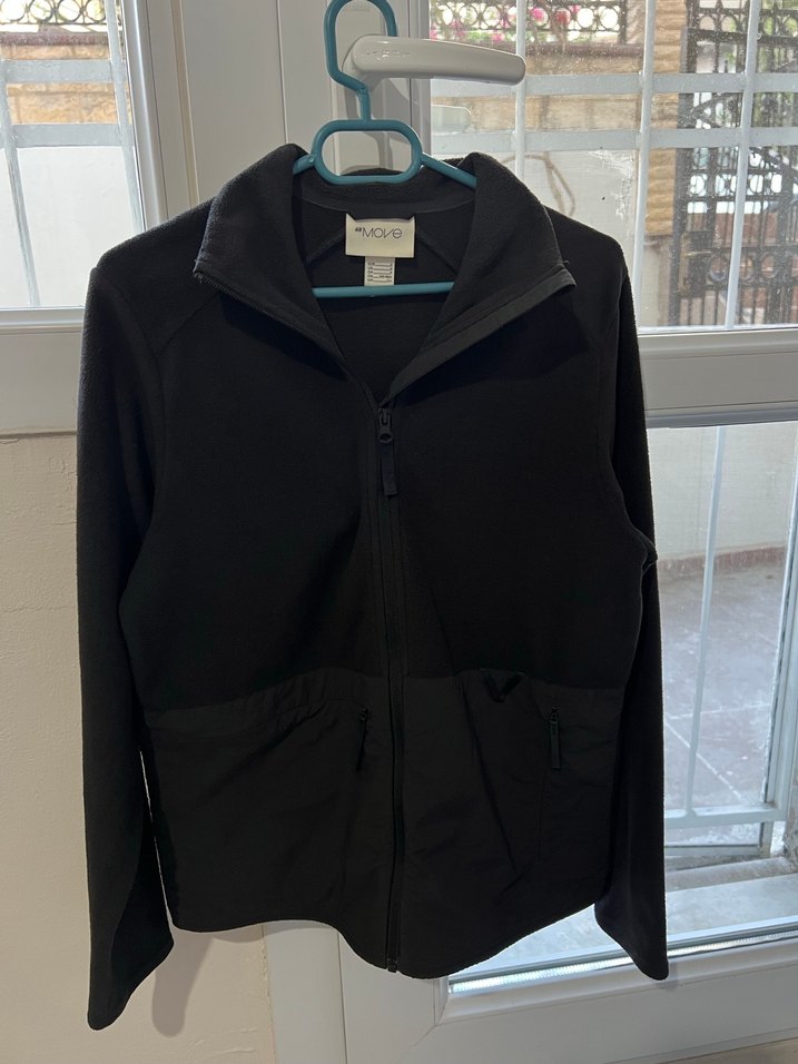 Kadın Siyah Fermuarlı Yüksek Yakalı Polar Ceket - Görsel 4