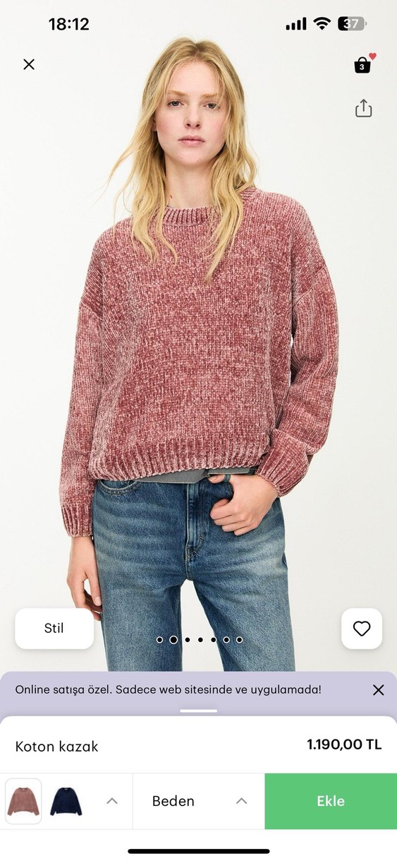 Pull&Bear şönil kumaş kazak - Görsel 3