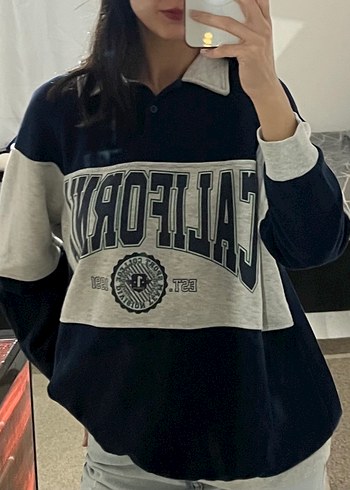 Polonya Yaka Kolej Koton Kadın Sweatshirt - Görsel 5