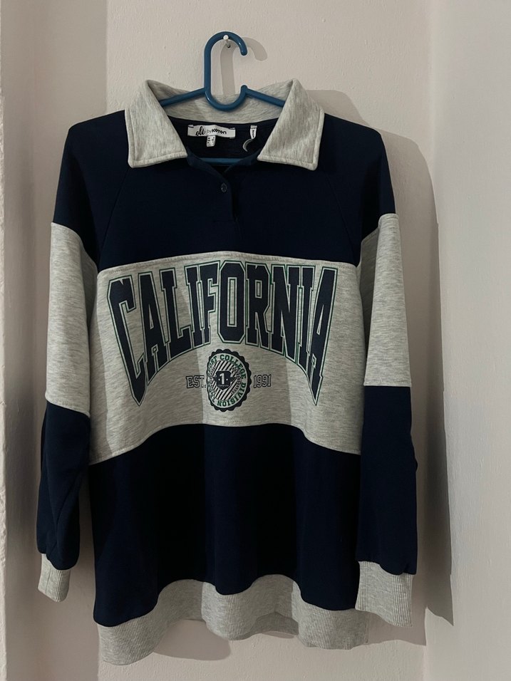 Polonya Yaka Kolej Koton Kadın Sweatshirt - Görsel 2