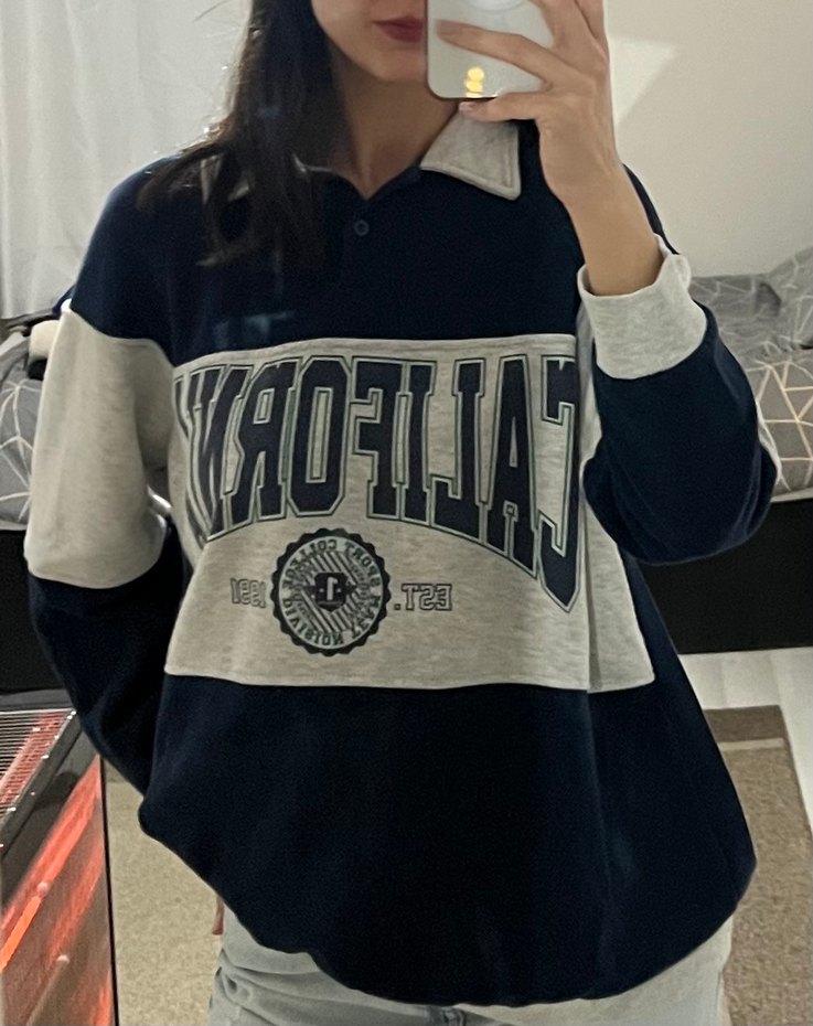 Polonya Yaka Kolej Koton Kadın Sweatshirt - Görsel 5