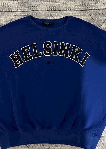 Mavi Renkli Baskılı Yazılı Sweatshirt - Görsel 5