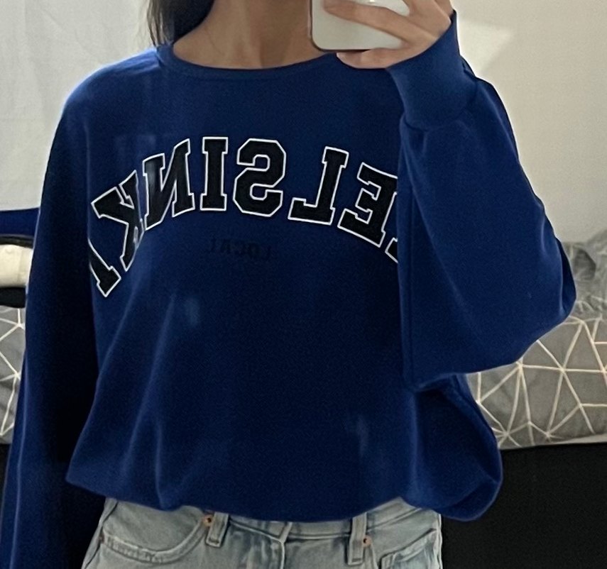 Mavi Renkli Baskılı Yazılı Sweatshirt - Görsel 4