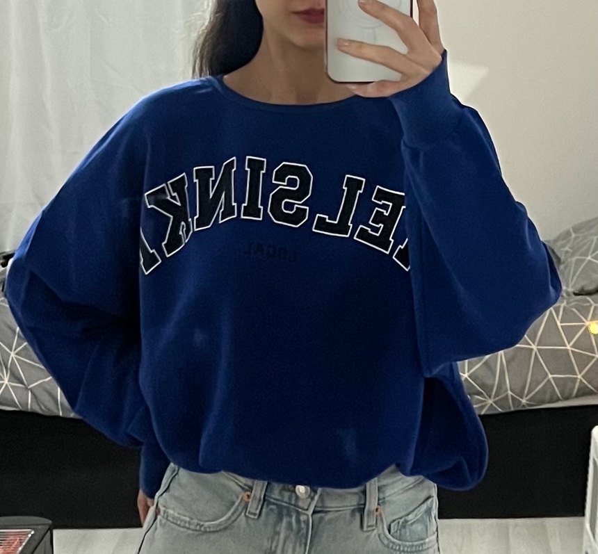 Mavi Renkli Baskılı Yazılı Sweatshirt - Görsel 3