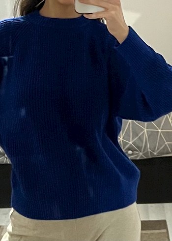 Pull Bear Mavi Salaş Kazak - Görsel 3