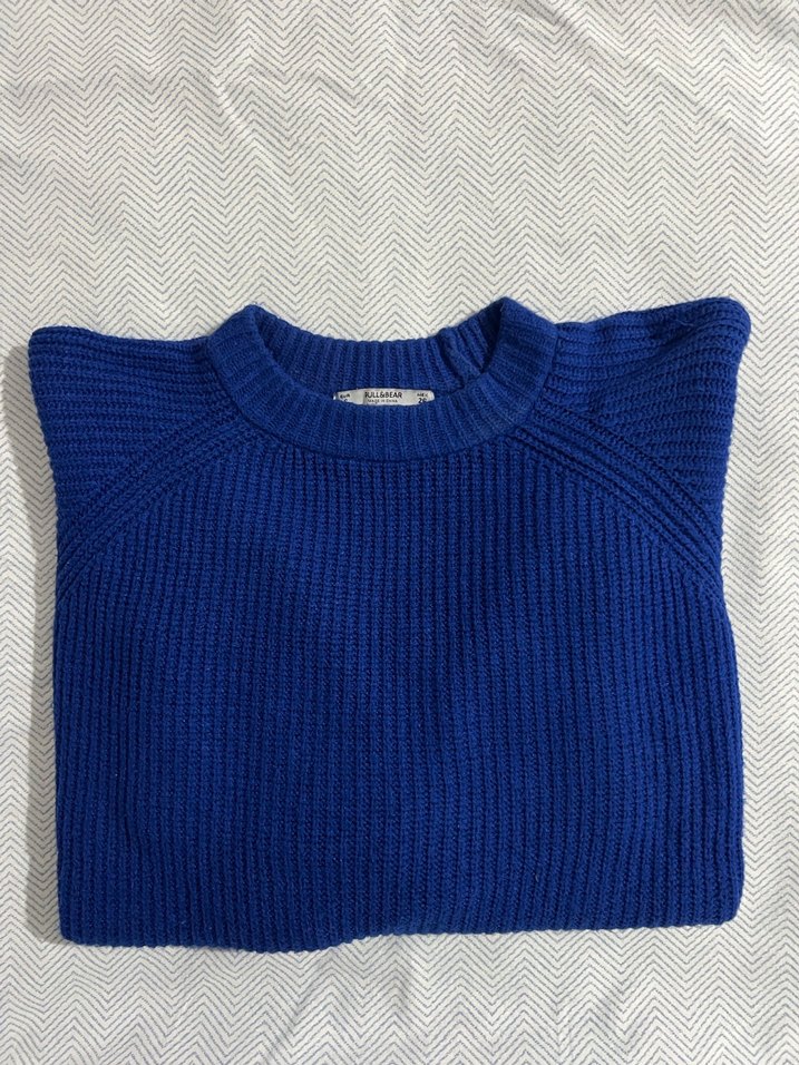 Pull Bear Mavi Salaş Kazak - Görsel 5