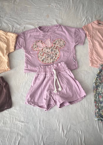 LC Waikiki Bebek Kız Kısa Kollu Renkli 3'lü Takım
