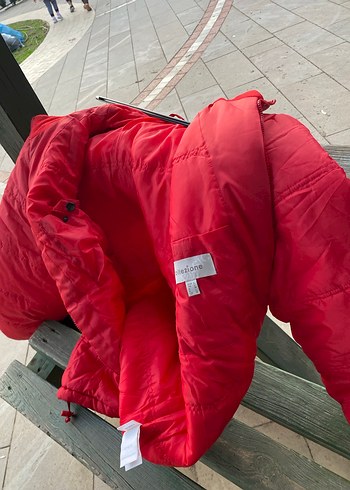 Kırmızı Fermuarlı Kadın Kış Montu - Görsel 5