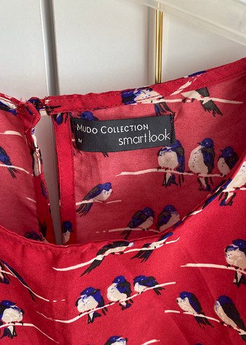 Kırmızı Baskılı V Yaka Hamile Midi Elbise - Görsel 4