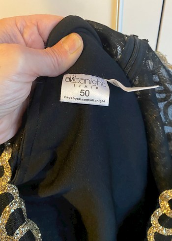 Uzun Kol, Altın Desenli Kadın Abiye Elbise - Görsel 5