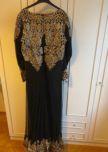 Uzun Kol, Altın Desenli Kadın Abiye Elbise - Görsel 2