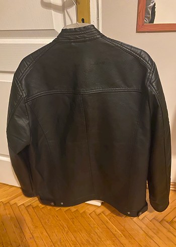 Siyah Erkek Deri Biker Ceket - Görsel 3