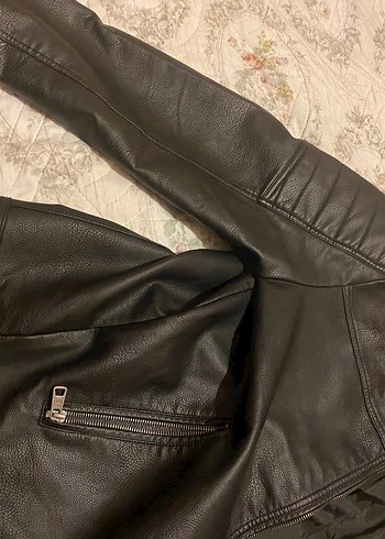 Siyah Erkek Deri Biker Ceket - Görsel 7