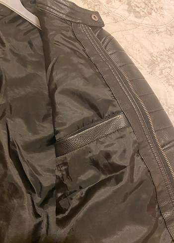 Siyah Erkek Deri Biker Ceket - Görsel 8