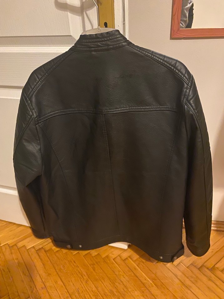 Siyah Erkek Deri Biker Ceket - Görsel 3