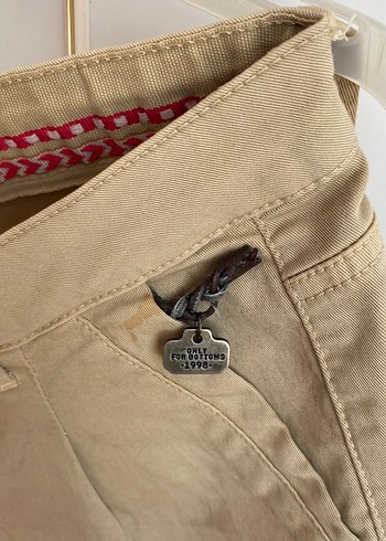 Bej Pamuklu Kemerli Mini Şort - Görsel 5