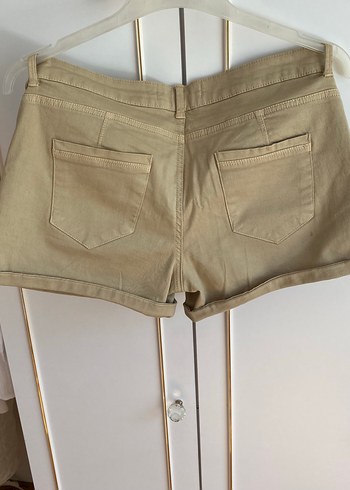 Bej Pamuklu Kemerli Mini Şort - Görsel 2