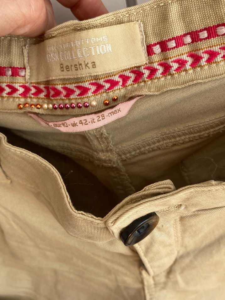 Bej Pamuklu Kemerli Mini Şort - Görsel 3