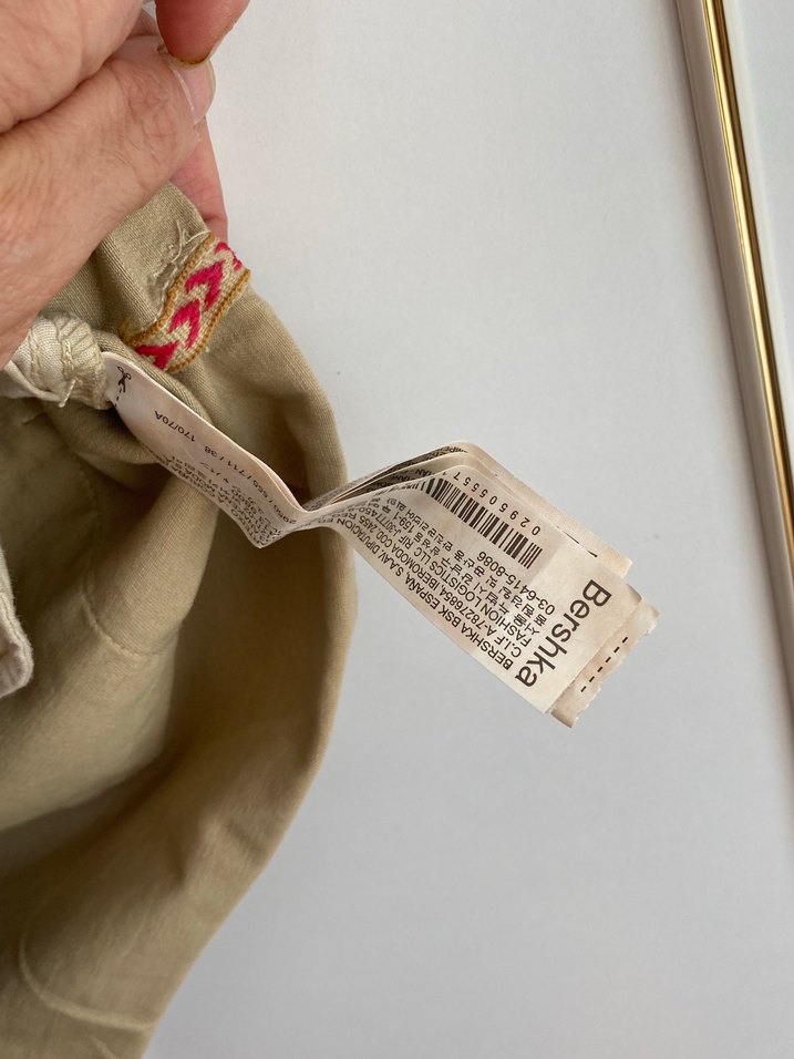 Bej Pamuklu Kemerli Mini Şort - Görsel 4